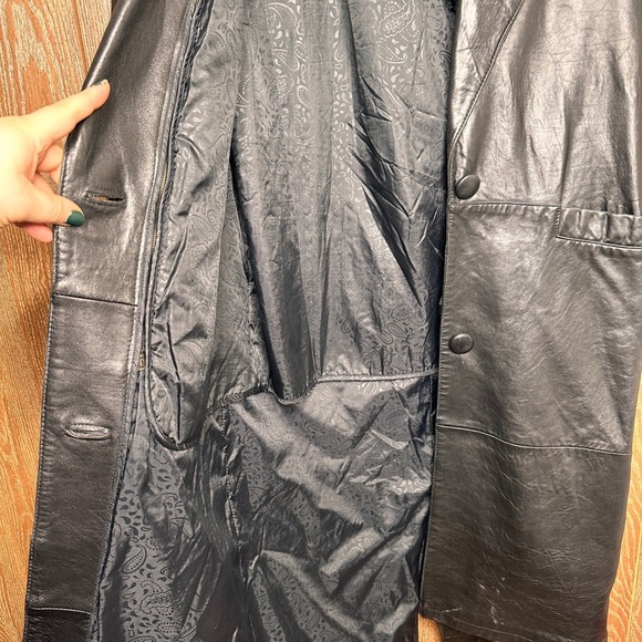 VTG Pelle Studio Black Genuine Leather Blazer Trench Jacket Women's M Thermolite - Picture 8 of 12